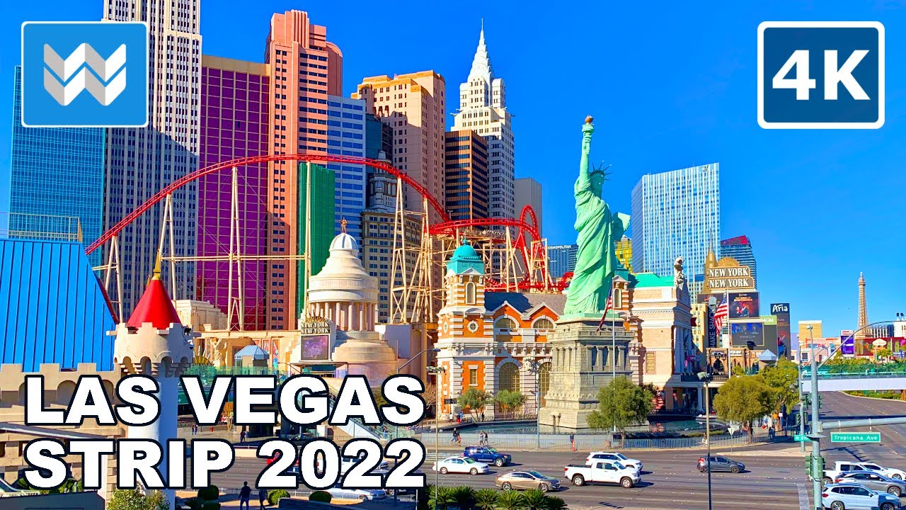 [4K] FULL Las Vegas Strip 2022 Hotels Walking Tour & Travel Guide Vlog Binaural City Sound Treadmill